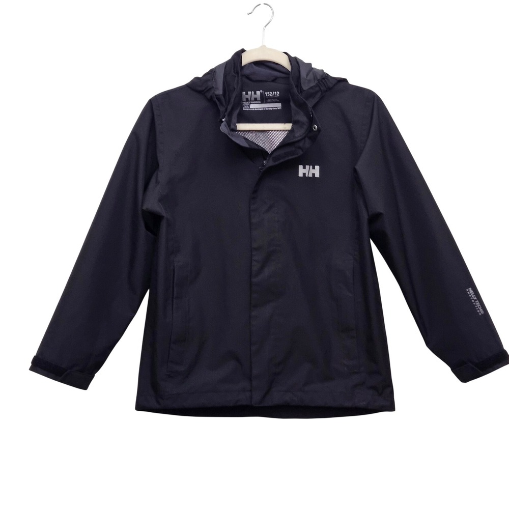 Helly Hansen Rain Jacket Youth 12 Black Helly Tech Protection Hooded Windbreaker